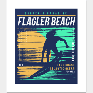 Retro Surfing Flagler Beach, Florida // Vintage Surfer Beach // Surfer's Paradise Posters and Art